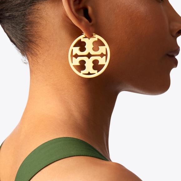 Tory Burch Miller Hoop Logo Hook Earrings - Picture 4 of 8